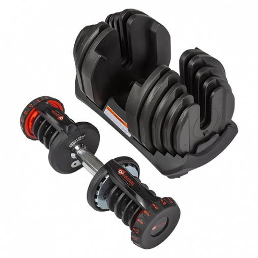 Пара регулируемых гантелей Original Fitness 40 кг на стойке