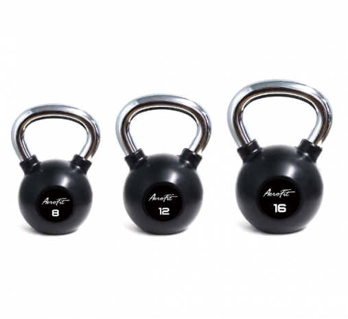 Гиря обрезиненная с хромированной рукояткой, AeroFit, 4 кг.