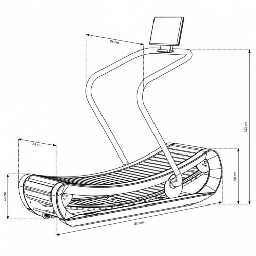 Изогнутая механическая беговая дорожка NOHrD SPRINTBOK, орех
