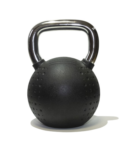 Гиря 24 кг с хромированной ручкой полиуретановая (CPU) для кроссфита