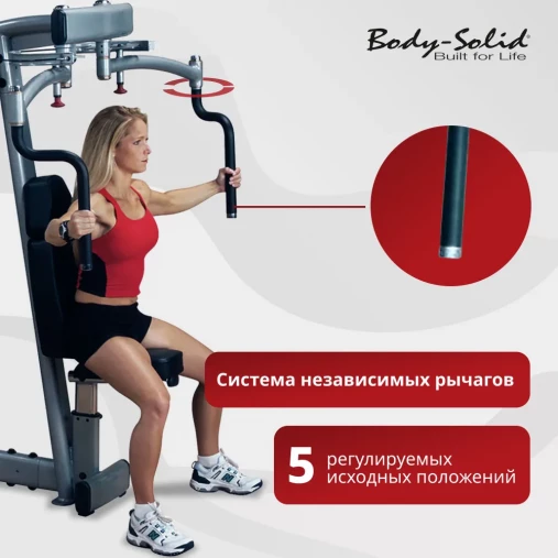 Баттерфляй Body-Solid Pro-Dual DPEC_SF Тренажер грузоблочный для тренировки грудных и дельтовидных мышц
