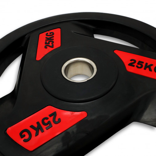 Диск обрезиненный c 3-мя хватами 25 кг UNIX Fit PRO, 51 мм, олимпийский, красный Диск обрезиненный c 3-мя хватами 25 кг UNIX Fit PRO, 51 мм, олимпийский, красный