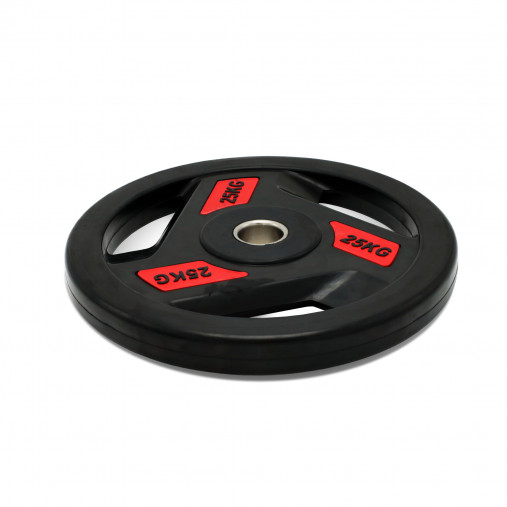 Диск обрезиненный c 3-мя хватами 25 кг UNIX Fit PRO, 51 мм, олимпийский, красный Диск обрезиненный c 3-мя хватами 25 кг UNIX Fit PRO, 51 мм, олимпийский, красный