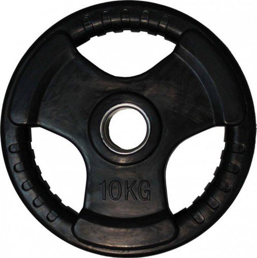 Диск обрезиненный черный, тройной хват, D 51 мм, 10 кг