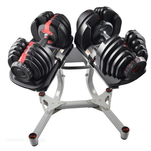 Пара регулируемых гантелей Original Fitness 24 кг на стойке