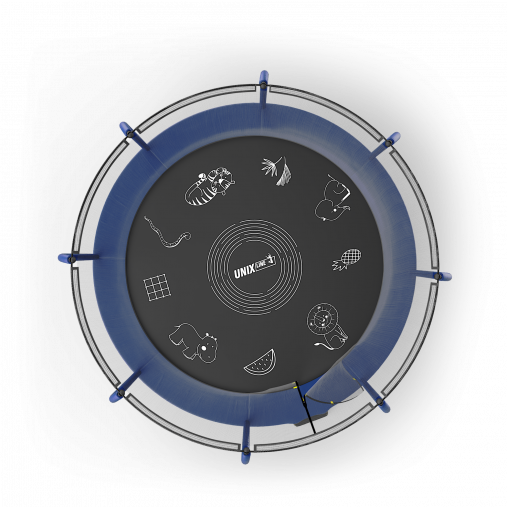 Батут UNIX line SUPREME GAME 10 ft (3,05 м) синий, с внутренней защитной сетью и лестницей