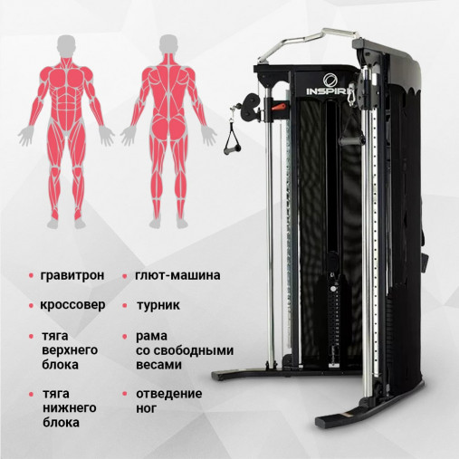 Блочная стойка для функционального тренинга INSPIRE FT1 (FT10B) черный (двойная регулируемая тяга)