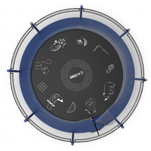 Батут каркасный UNIX line 14 ft (4.27 м) SUPREME GAME (синий) с внутренней защитной сетью и лесницей