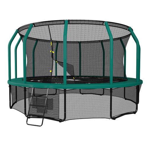 Батут с внутренней сеткой и лестницей UNIX line 16 ft (4.88 м) SUPREME GAME (зеленый) + нижняя сеть