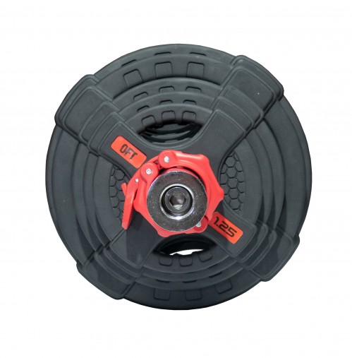 Штанга олимпийская наборная 83 кг OFT с обрезиненными черными блинами (диски 50 мм с двумя хватами, гриф 180 см)