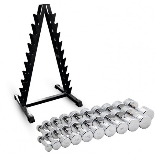 Набор хромированных гантелей BRONZE GYM 1-10 кг (10 пар) BGDBCH01-10 (без стойки)