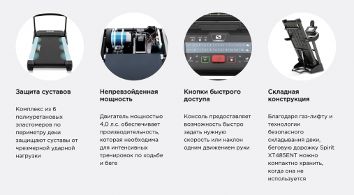 Беговая дорожка SPIRIT XT485ENT BLACK с сенсорным 10" TFT-дисплеем
