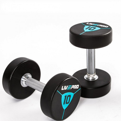 Гантели в уретане LIVEPRO Premium Urethane Dumbbells 24 кг, черный/синий
