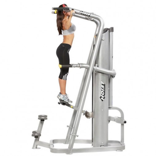 Подтягивание, отжимание с помощью, на прямых ногах. Гравитрон HOIST ROC-IT RS-1700 черный